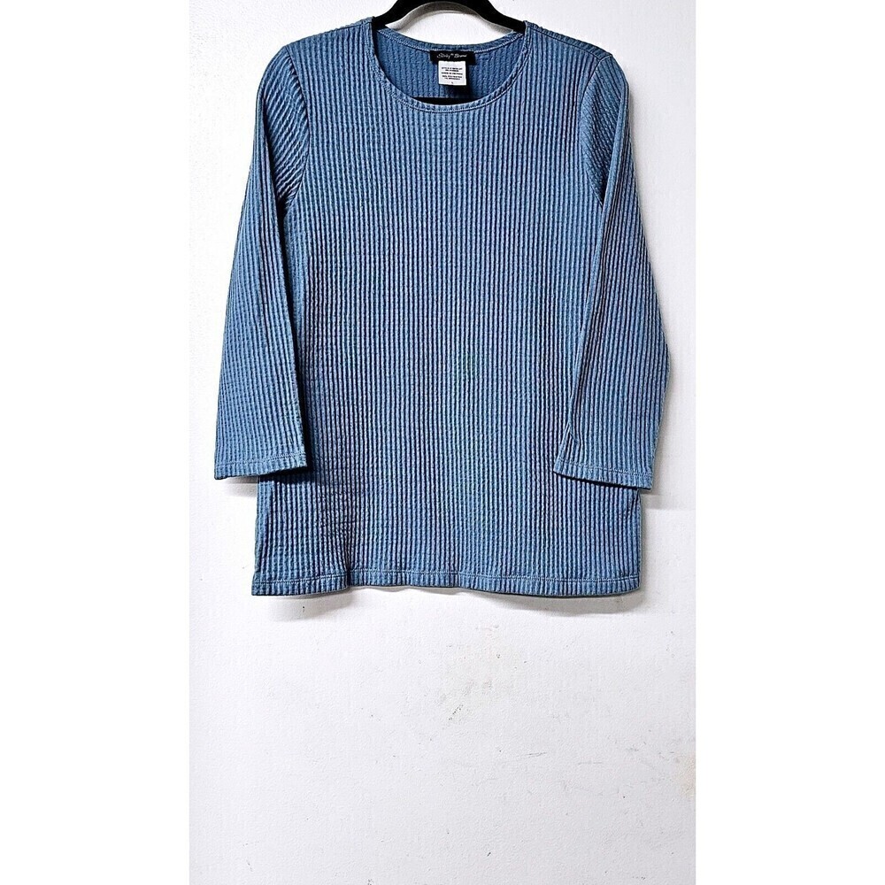 SLINKY BRAND Baby Blue Long Sleeve Pullover Women Sweater Shirt (L)